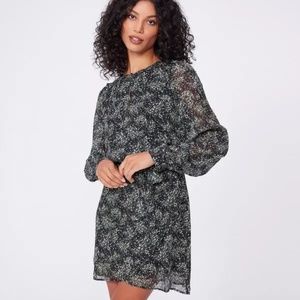 PAIGE 100% Silk Long Sleeve Floral Elastic Waist Mini Winter Dress, Party Dress